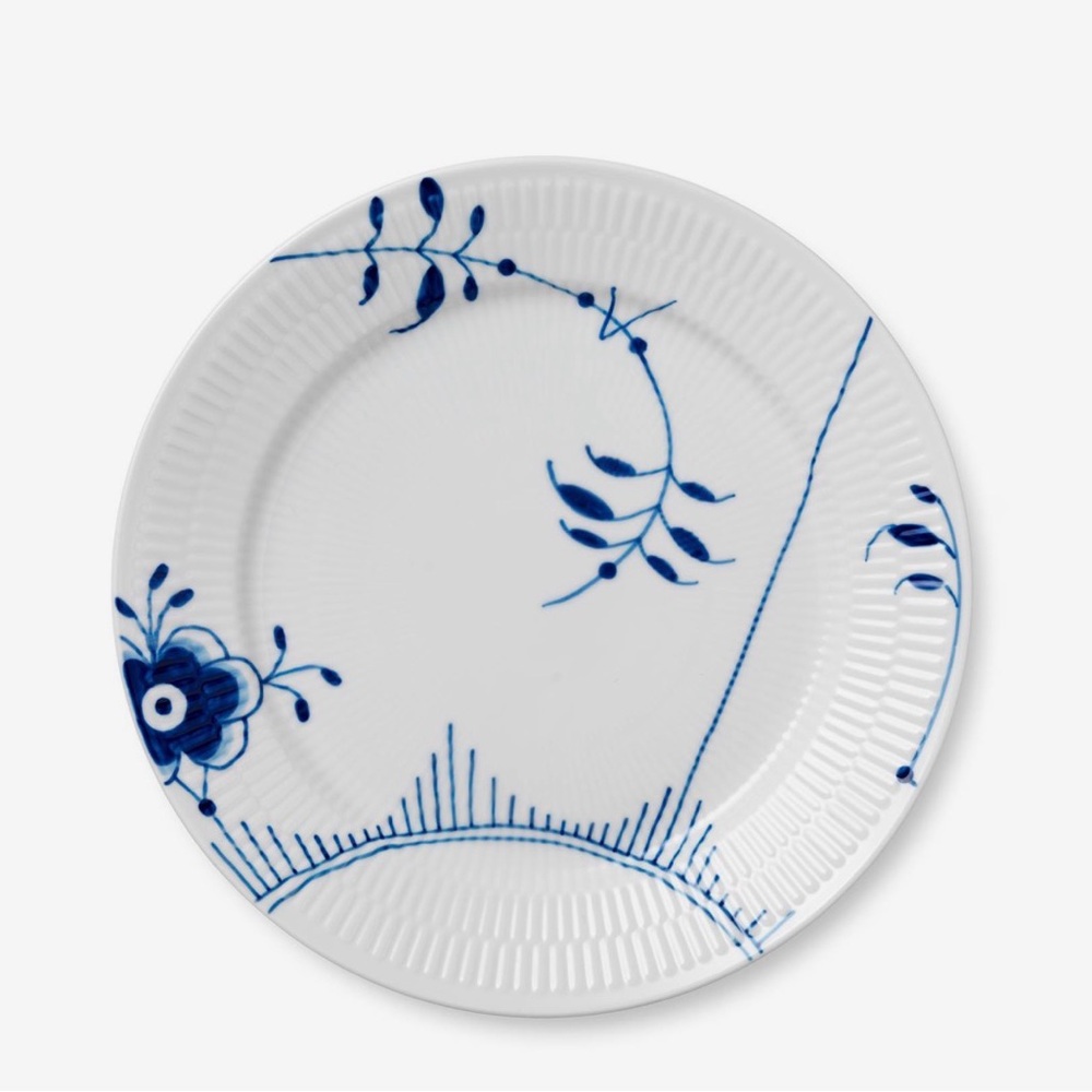 NIB Set of 2 Royal Copenhagen Fluted Blue Mega 27cm Dinner Plate Design 2